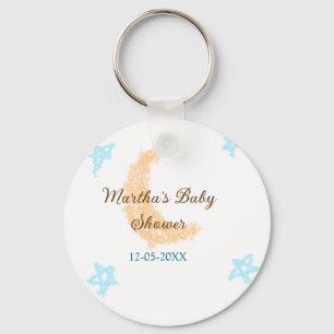 Oranje maan blauwe sterren glinster baby shower gl sleutelhanger