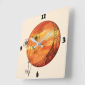 Oranje maan en papaverbloem vierkante klok (Hoek)