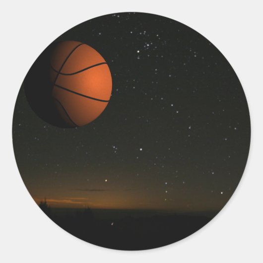 Oranje maan ronde sticker (Voorkant)