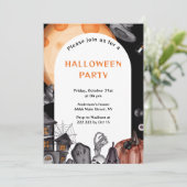 Oranje maan spookhuis Halloween uitnodiging (Staand voorkant)