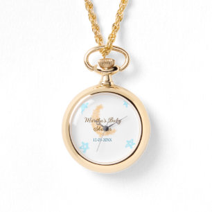 Oranje maanblauwe sterren glitter baby shower spra horloge