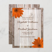 Oranje Madeliefje Schuur Hout Save the Date Aankon Kaart (Voorkant / Achterkant)