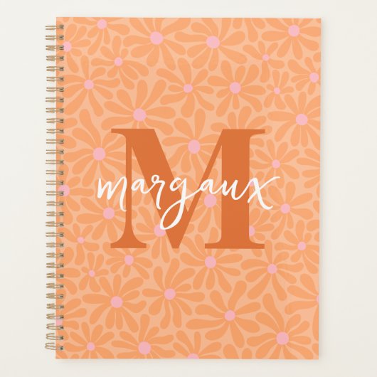 Oranje madeliefjes Floral Gepersonaliseerde Monogr Planner (Voorkant)