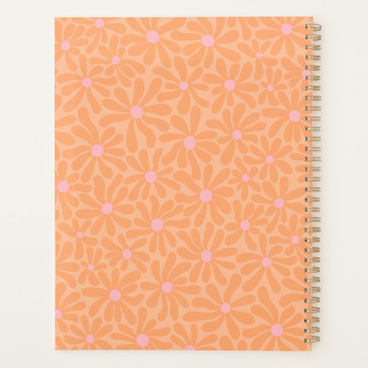 Oranje madeliefjes Floral Gepersonaliseerde Monogr Planner (Achterkant)