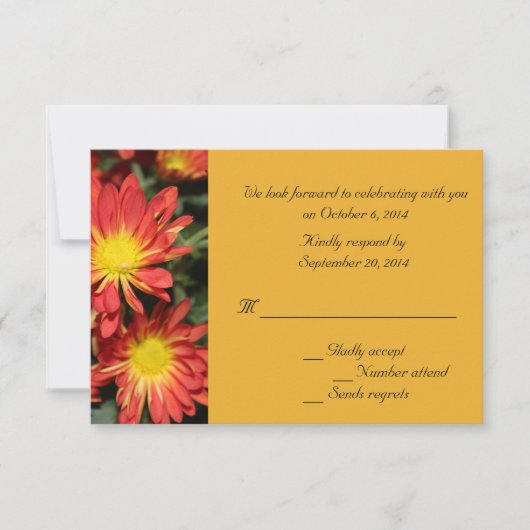 Oranje madeliefjes RSVP trouwkaarten Kaart (Voorkant)