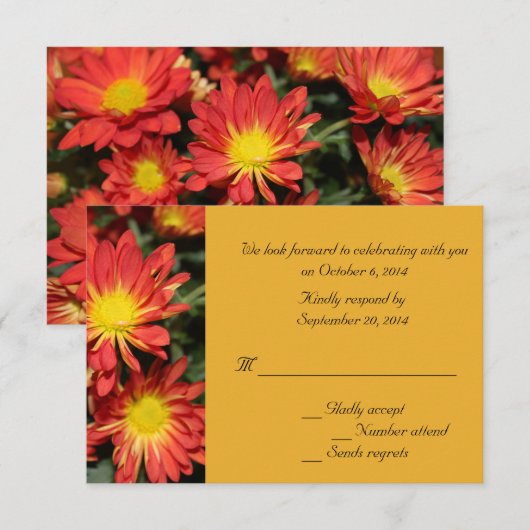 Oranje madeliefjes RSVP trouwkaarten Kaart (Voorkant / Achterkant)