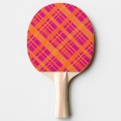 Oranje magenta plaid patroon aangepaste naam tafeltennisbatje (Achterkant)
