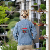 Oranje Magenta Roze en Turquoise Dragonfly Naam Denim Jacket