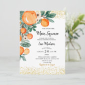 Oranje main squeeze Bruids douche uitnodiging (Staand voorkant)