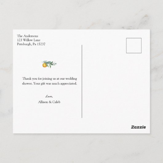 Oranje Main Squeeze Vrijgezellenfeest Dank u Briefkaart (Achterkant)