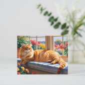 Oranje Maine Coon Cat Briefkaart (Staand voorkant)