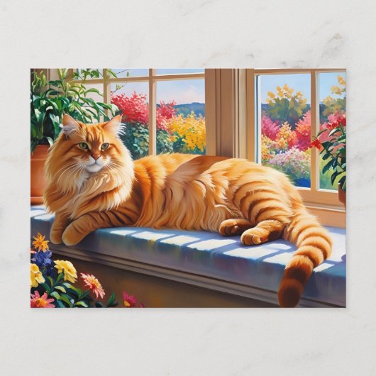 Oranje Maine Coon Cat Briefkaart (Voorkant)