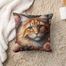Oranje Maine Coon Cat en Roze Rozen