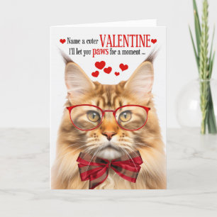Oranje Maine Coon Tabby Cat Humor Valentijnsdag Feestdagen Kaart