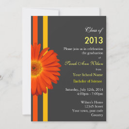 Oranje maisy garden flower graduparty kaart