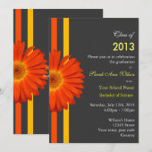 Oranje maisy garden flower graduparty kaart (Voorkant / Achterkant)