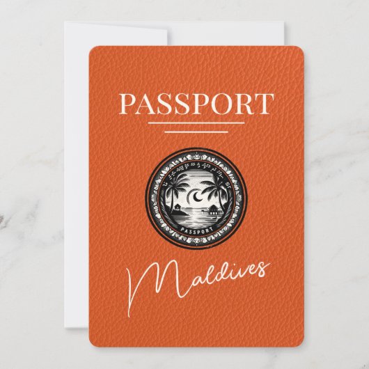 Oranje Malediven Paspoort Bewaar de datum Save The Date (Voorkant)