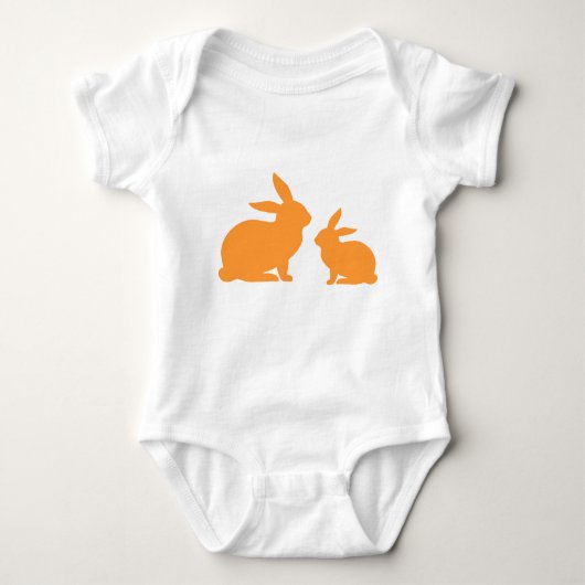 Oranje mama en Baby Bunny Baby Bodysuit (Voorkant)