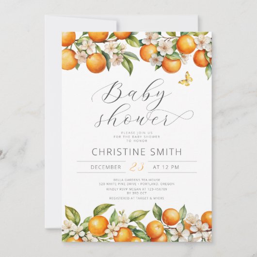 Oranje mama's belangrijkste squeeze Baby shower ui Kaart (Voorkant)