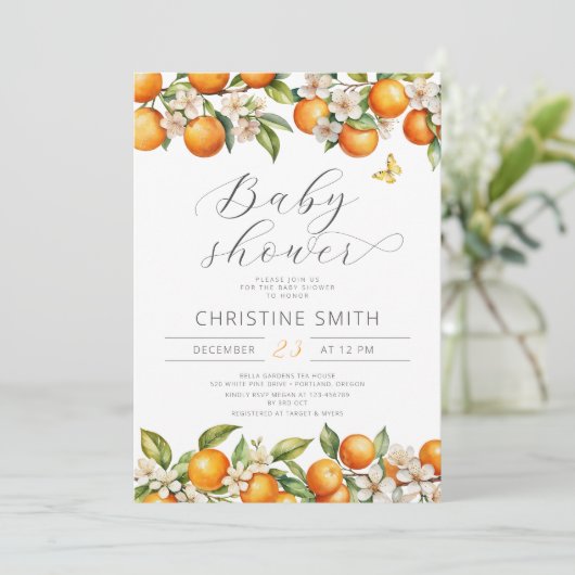 Oranje mama's belangrijkste squeeze Baby shower ui Kaart (Staand voorkant)