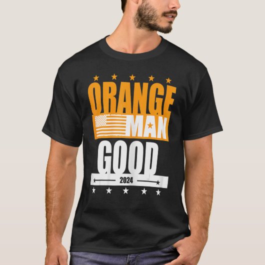 Oranje Man Good Meme Patriotic American T-shirt (Voorkant)