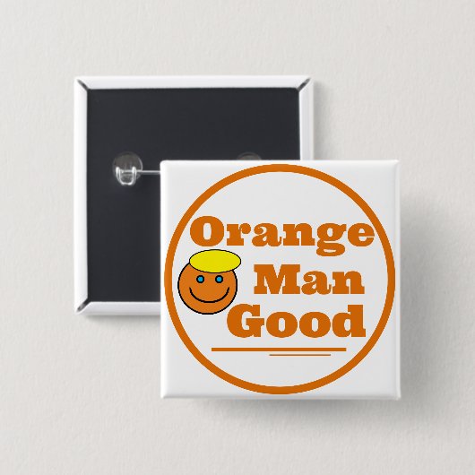 ORANJE MAN GOOD VIERKANTE BUTTON 5,1 CM (Voorkant /achterkant)
