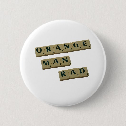 Oranje Man Rad Ronde Button 5,7 Cm (Voorkant)