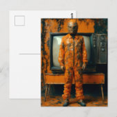 Oranje Man Sinaasappel Suit Verlaten TV's Briefkaart (Voorkant / Achterkant)