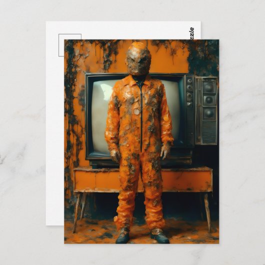 Oranje Man Sinaasappel Suit Verlaten TV's Briefkaart (Voorkant / Achterkant)