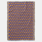 Oranje Mandala Bloemen op Blue Throw Blanket Deken (Voorkant Verticaal)