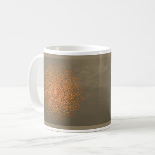 Oranje Mandala Coffee Mok (Voorkant links)