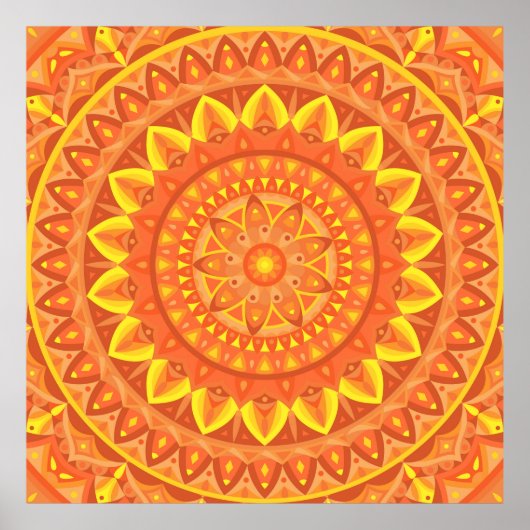 Oranje Mandala Creatieve Boho Levendig Energiek Poster (Voorkant)