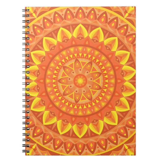 Oranje Mandala Creatieve Boho Levendig Geometrisch Notitieboek (Voorkant)