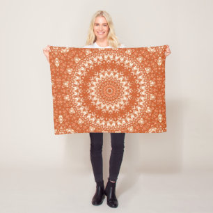 Oranje mandala. fleece deken