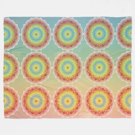 Oranje mandala fleece deken (Voorkant (Horizontaal))