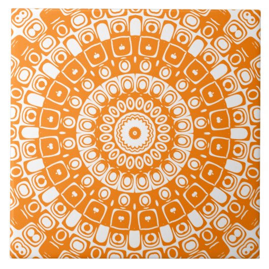 Oranje mandala geometrisch patroon tegeltje (Voorkant)