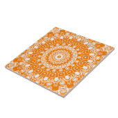 Oranje mandala geometrisch patroon tegeltje (Zijkant)