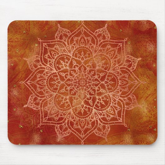 Oranje Mandala & Gold Glam Modern Chic Muismat (Voorkant)