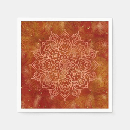 Oranje Mandala & Gold Glam Modern Chic Servet (Voorkant)