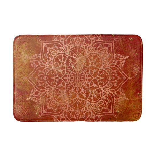 Oranje Mandala & Goud Glam Moderne Chic Badmat (Voorkant)