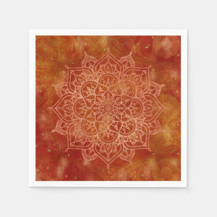 Oranje Mandala & Goud Glam Moderne Chic Servet