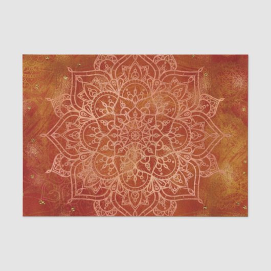 Oranje Mandala & Goud Glam Moderne Chic Tissuepapier (Voorkant)