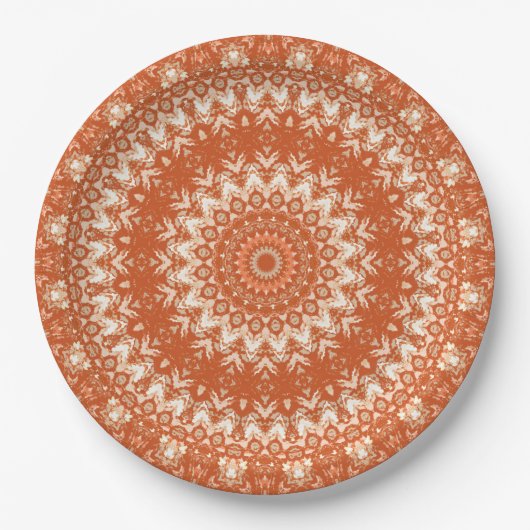 Oranje mandala. papieren bordje (Voorkant)
