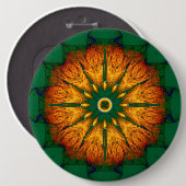 Oranje Mandala Ronde Button 6,0 Cm (Voorkant /achterkant)