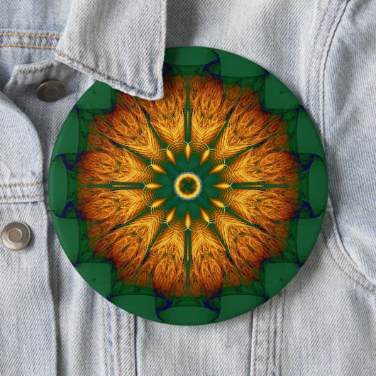 Oranje Mandala Ronde Button 6,0 Cm (In situ)