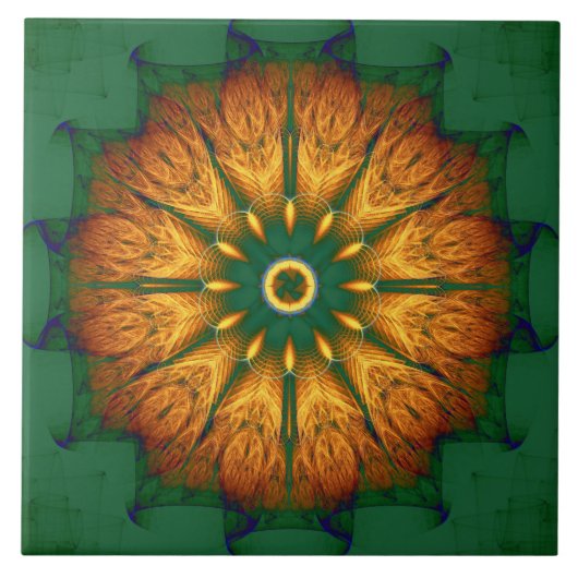Oranje Mandala Tegeltje (Voorkant)