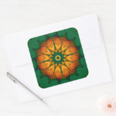 Oranje Mandala Vierkante Sticker (Envelop)