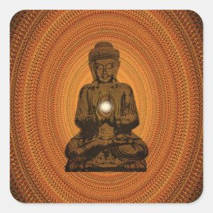 oranje mandala voor Boeddha Vierkante Sticker