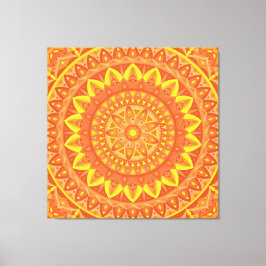 Oranje Mandala Warm Boho Geometrisch Levendig Patr Canvas Afdruk