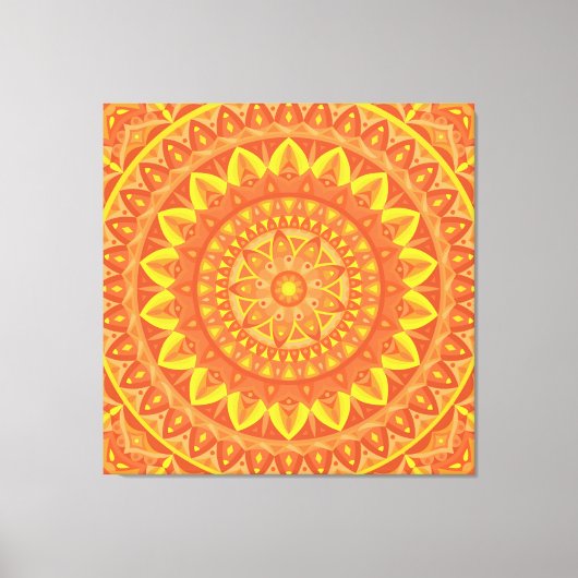 Oranje Mandala Warm Boho Geometrisch Levendig Patr Canvas Afdruk (Voorkant)